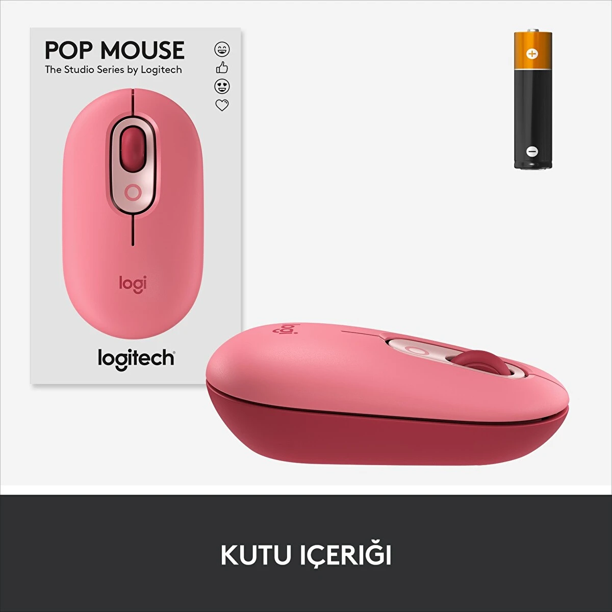 Logitech Pop Blast Emoji Tuşlu Silent Sessiz Kablosuz Mouse  Pembe